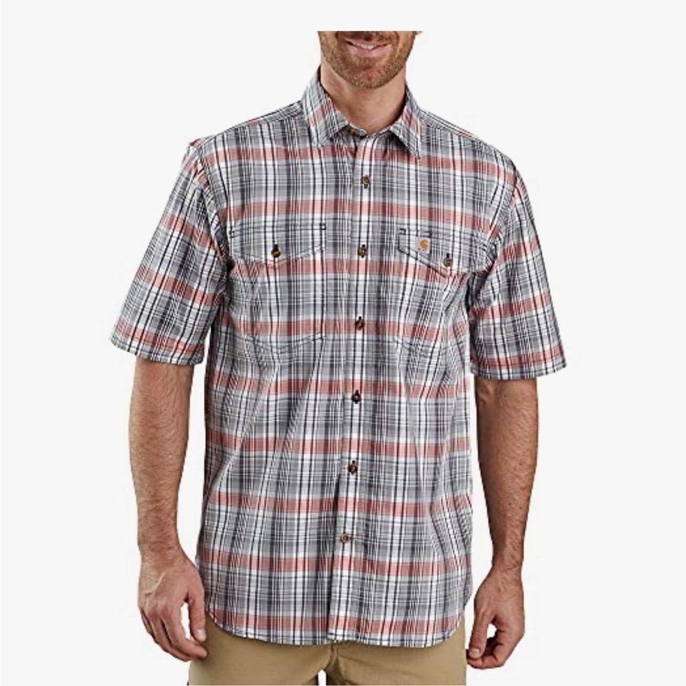 Carhartt Red and Gray Casual Button Down Shirt